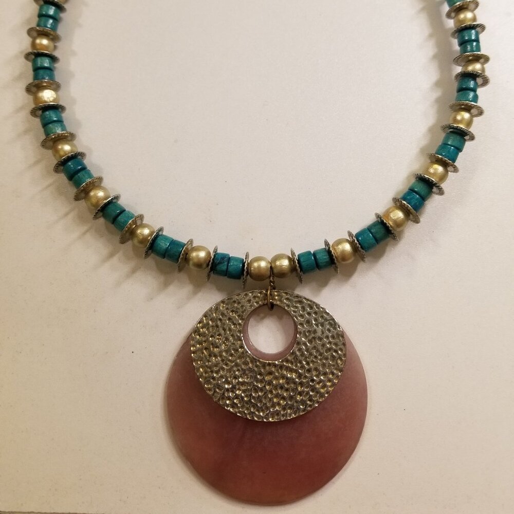 Upcycled 80's Pendant Necklace Inspired by Ancient Historical Museum Piece